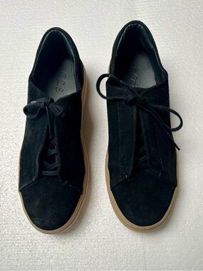 COS Black Suede Platform Sneakers with Tan Sole